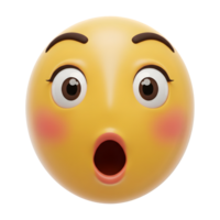 Astonished Emoji with Wide Eyes and Open Mouth in 3D Render png