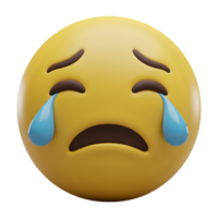 Three-dimensional rendering of a sorrowful crying emoticon. png
