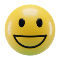 A three-dimensional rendering of a cheerful, simplistic smiley face. png