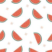 Fruits pattern, cute fruits with face, kids pattern, summer seamless pattern, watermelon fruit vector