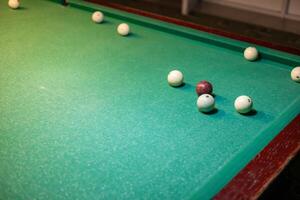 A pool table with balls on it photo