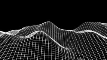 Abstract background of white wave pattern. White waves black surface. 4k seamless looping. Black and white abstract wavy and curvy lines pattern copy space background animation. Slow motion. video