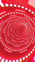 Spiraling red digital tunnel with glowing blocks forming a hypnotic futuristic vortex pattern video