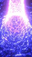 Vibrant violet and blue light grid forming an abstract digital network of glowing triangular connections and points video