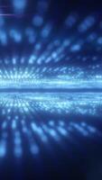 Abstract digital space with glowing blue particles and light rays creating a futuristic depth effect video