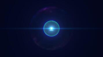 Blue glowing sphere emitting intense light rays in cosmic environment with circular distortion video