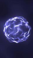 Glowing abstract energy sphere composed of soft flowing light strands and digital particles on a dark background video