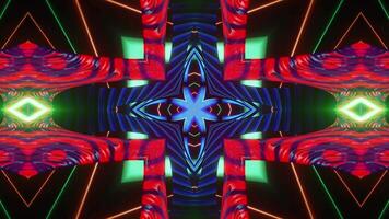 Colorful abstract design with cross in the middle of it. Kaleidoscope VJ loop video