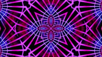 Colorful abstract design with blue and pink center and red center. Kaleidoscope VJ loop video