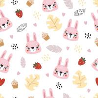 Animals pattern, cute animals, kids pattern, cartoon, seamless pattern, RABBIT vector