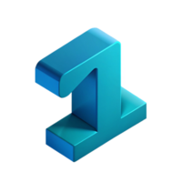 dynamic mesmerizing Isometric number with solid color and crisp edges. Minimal design with Scalable Design. top-tier png