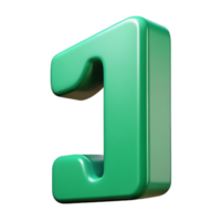 dramatic abstract Number character with a straight vertical line. Flat green color, clean lines with Scalable Design. genuine png