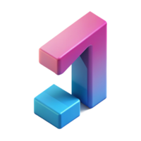 picturesque coastal Isometric number with solid color and crisp edges. Minimal design with Scalable Design. premium png