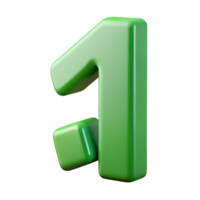 pristine rare Number character with a straight vertical line. Flat green color, clean lines with Scalable Design. png