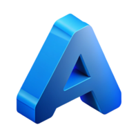 wonderful avant-garde Isometric letter A with clean lines and a blue color with Scalable Design. expertly shot png