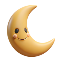 mysterious captivating Smiling crescent moon character with pointed tips. Clean lines, flat color, minimal design with Scalable Design. expertly shot png