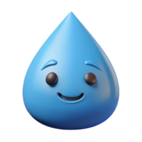hypnotic impressionist Teardrop-shaped raindrop character with a smiling face. Clean lines, scalable, flat color with Scalable Design. crisp png