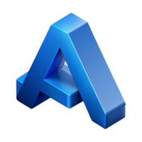 exemplary surreal Isometric letter A with clean lines and a blue color with Scalable Design. premium png
