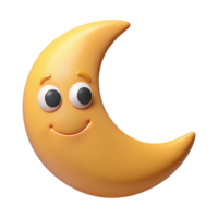 splendid energetic tropical Smiling crescent moon character, round eyes, simple smile. Clean lines, flat color, minimal design with Scalable Design. original png