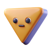 passionate enchanting Downward-pointing triangle character with a simple face. Minimal design, single-weight stroke with Scalable Design. studio quality png