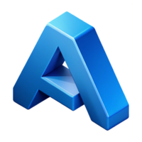 inspired classic Isometric letter A with clean lines and a blue color with Scalable Design. detailed png