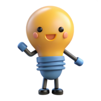 standout industrial Lightbulb character with a filament and circular base. Clean lines, flat color, minimal design with Scalable Design. detailed png