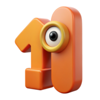 acclaimed abstract Number character with a single circular eye. Minimal design, clean lines with Scalable Design. handcrafted png