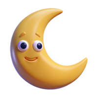 memorable retro Smiling crescent moon character, round eyes, simple smile. Clean lines, flat color, minimal design with Scalable Design. flawless png