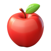 hipnótico minimalista uma plano cor vermelho maçã com uma verde folha e Castanho tronco. limpar \ limpo linhas, fresco arestas com escalável Projeto. perfeito clareza png