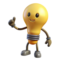 impressive melancholic urban Lightbulb character with a pear-shaped bulb and filament. Flat yellow color, with Scalable Design. original png