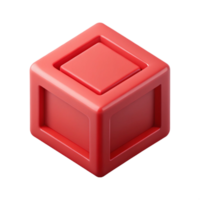 standout gothic Isometric cube with clean lines and flat red color with Scalable Design. crisp png
