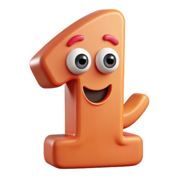 radiant art deco Number character with a single eye, smiling mouth. Minimal design, crisp edges, flat color with Scalable Design. high quality png