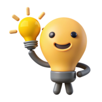 striking unforgettable Lightbulb character with a bright idea, flat yellow, with Scalable Design. png