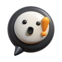 serene quintessential Speech bubble character with an exclamation point, flat white and black with Scalable Design. png