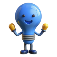 reflective magnificent Lightbulb character with glowing filament. Clean lines, symmetrical, flat color with Scalable Design. detailed png