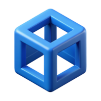 splendid creative Geometric cube with clean lines. Single-weight stroke, blue flat color. with Scalable Design. premium png