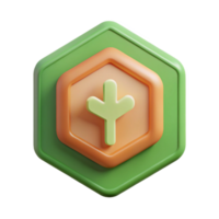 fascinante clásico hexagonal Insignia con un sencillo árbol icono. mínimo, plano color, peso único carrera con escalable diseño. auténtico png