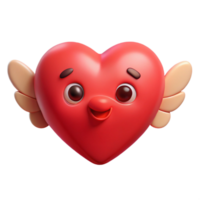 pristine nostalgic artistic Heart-shaped character with tiny wings, simple happy face. Clean lines, symmetrical, flat color with Scalable Design. 4K png