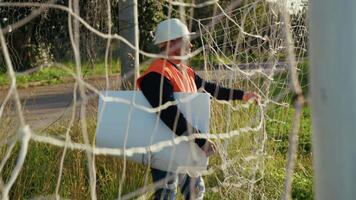 Engineer Starting To Work At The Renewal Of The Stadium video