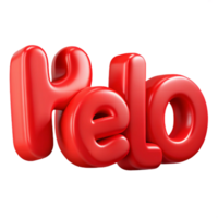 vibrant reflective artistic Bold, sans-serif HELLO in vibrant red. Clean lines, flat color with Scalable Design. sharp png