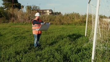 Engineer With The Project Of A Soccer Pitch video