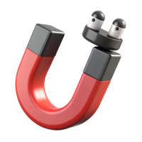 sumptuous retro U-shaped magnet character attracting metal objects, flat red and black with Scalable Design. authentic png
