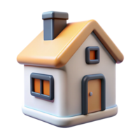 spectacular memorable Square house character with a chimney and windows. Clean lines, flat color, with Scalable Design. png