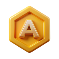 quintessential impressionist Octagonal badge with letter 'A', symmetrical, flat mustard yellow with Scalable Design. premium png