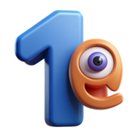 alluring rare Number character with a single circular eye. Minimal design, clean lines with Scalable Design. png