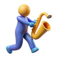 picturesque vintage Silhouette of a playing saxophone. Single-weight stroke, flat color, clean lines with Scalable Design. high resolution png