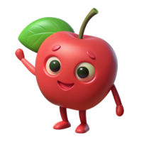 harmonious serene Apple character with a leaf, flat red and green, clean lines with Scalable Design. professional png