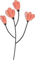 Flower element, Plan illustration, Digital flower design, Abstract floral item pink vector
