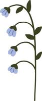 Flower element, Plant illustration, Digital flower design, Abstract floral item, blue art vector