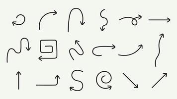 Simple lines hand drawn arrows set. Doodle style arrows. Simple Line collection. black vector
